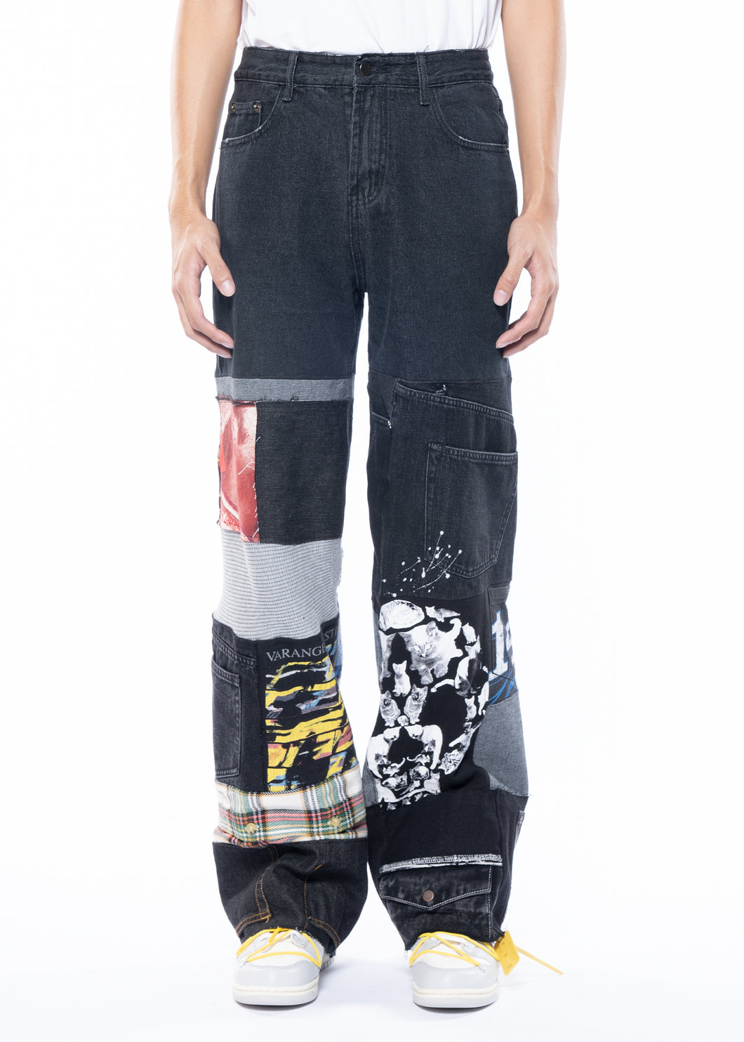 RANDOMEFFECT Straight Patched Jeans