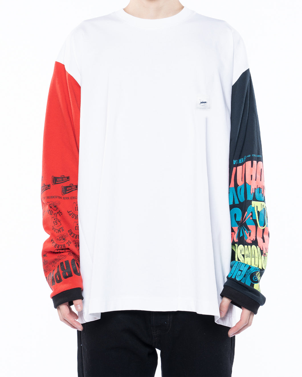 RANDOMEFFECT Patched Sleeves Long Tee
