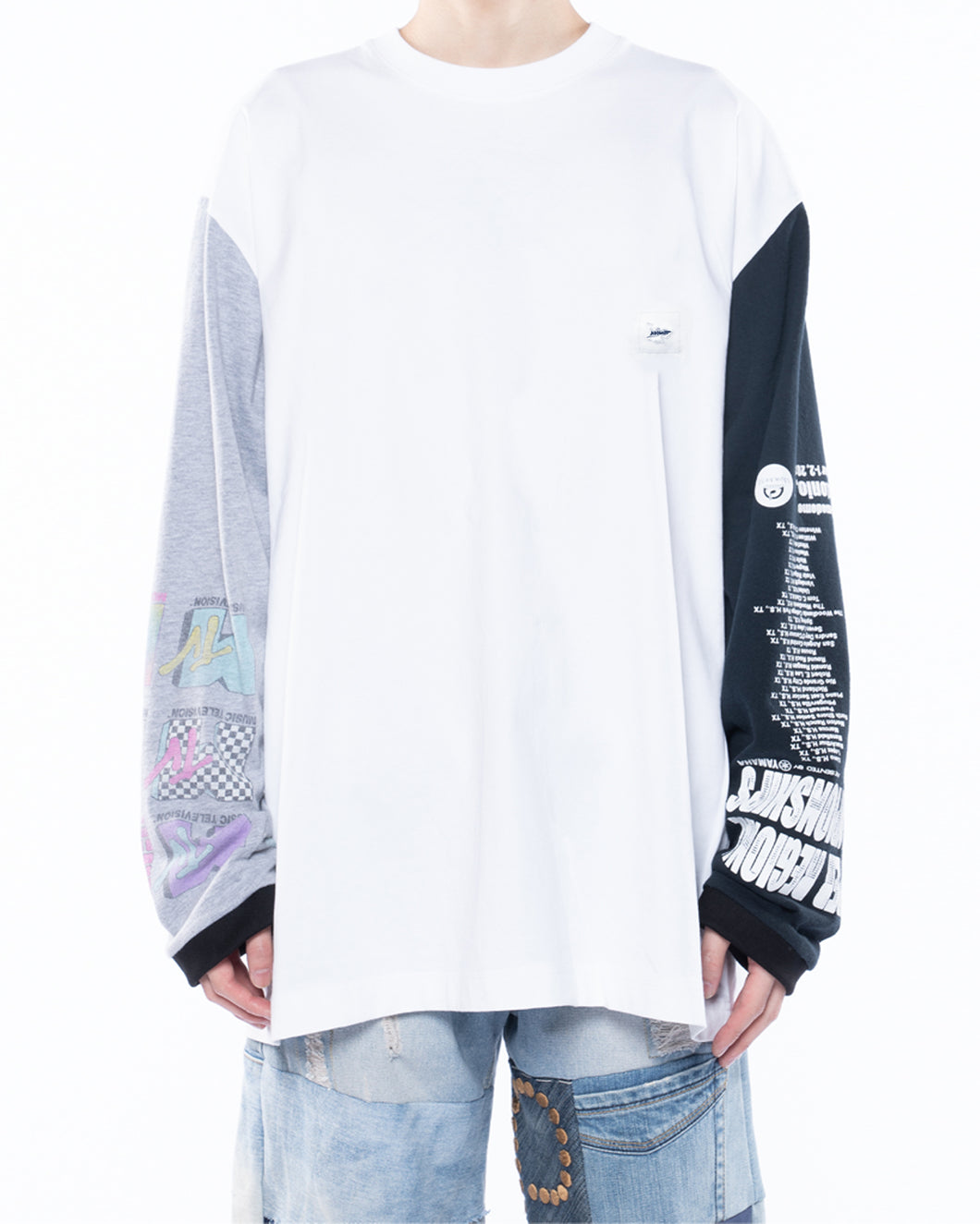 RANDOMEFFECT Patched Sleeves Long Tee